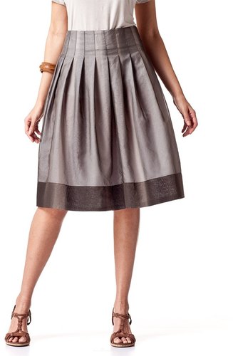 Printed tuck skirt