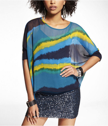Knit Cuff Sheer Boxy Top
