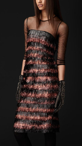 Metallic Eyelash-Fringe Dress