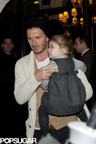 David Beckham and Harper made their way to dinner in Paris.
David Beckham and Harper made their way to dinner in Paris.