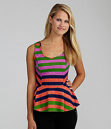 Moa Moa Striped Peplum Tank