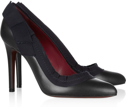 Lanvin Grosgrain-trimmed leather pumps