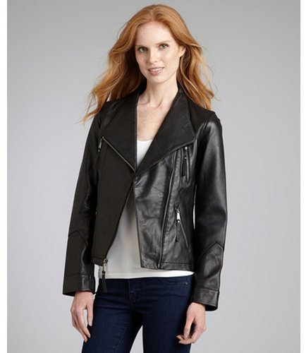 Wyatt black leather moto jacket