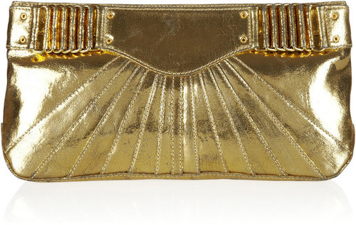 Rebecca Minkoff Collection Park Ave metallic cracked-leather clutch