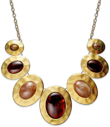 Style&co. Necklace, Gold Tone Hammered Pendant Statement Necklace