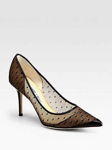 Jimmy Choo Begonia Polka-Dot Mesh Pumps