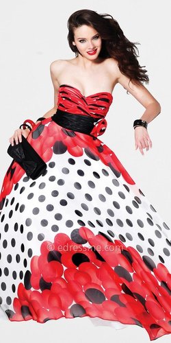 Red Polka Dot Ball Gown by Faviana
