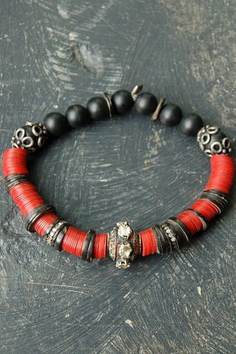 Rona Pfeiffer African Plastic Bracelet With Diamonds
