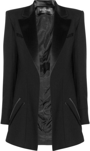 Balmain Satin-trimmed stretch-wool blazer