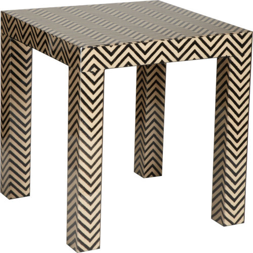 Madeline Weinrib Black Chevron Block Print Parson Table