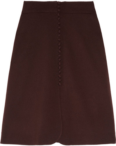 Valentino Button-down stretch-wool crepe skirt