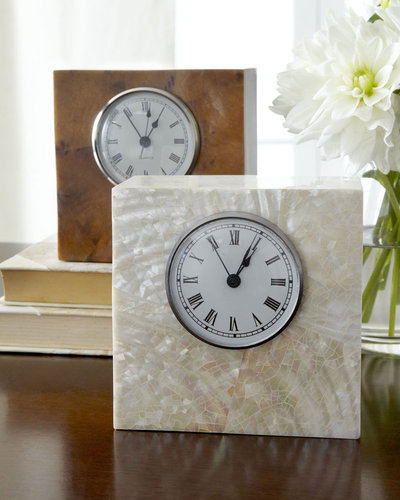 5" Square Shell Desk Clock