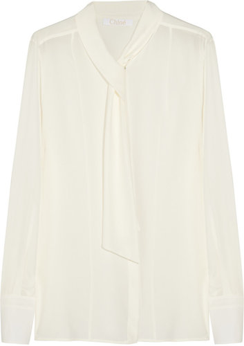 Chloé Necktie silk crepe de chine blouse