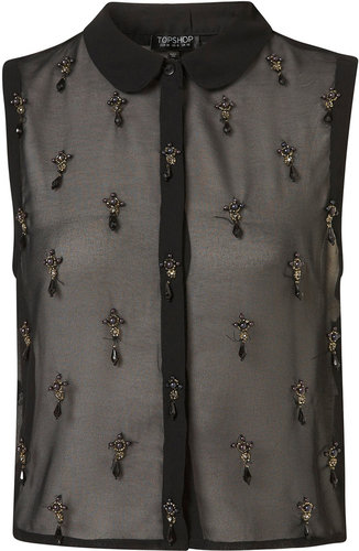 Sleeveless Embellished Shirt