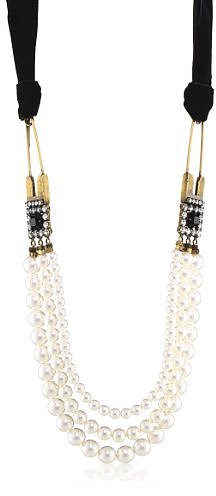 Auden Madison Pin Pearl Lanyard Swarovski Crystal Necklace