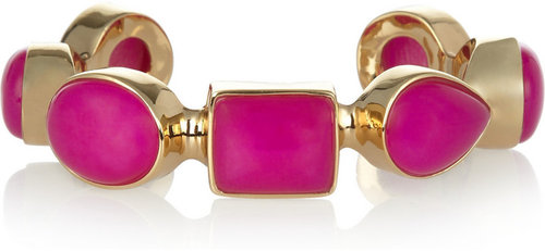 Isharya 18-karat gold-plated jade cuff