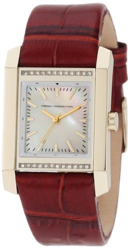 French Connection Women's FC1082GW Classic Square Gold Brown Watch