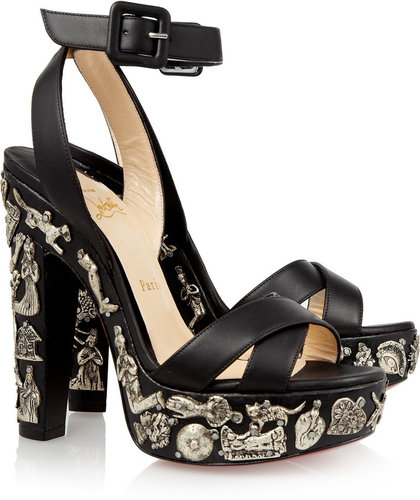 Christian Louboutin Exvota 140 metal-appliquéd leather sandals