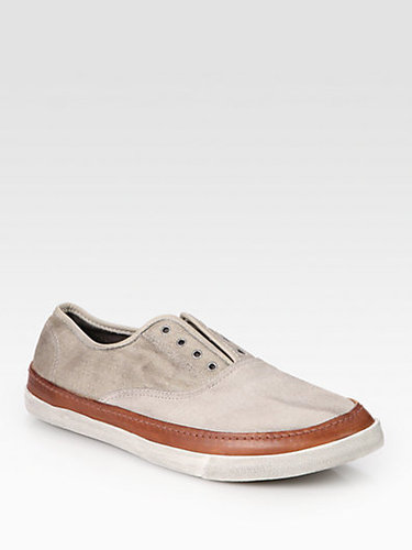 Converse by John Varvatos John Varvatos Laceless Suede, Cotton and Leather Sneakers