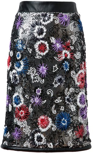 Christopher Kane Embroidered chainmail pencil skirt