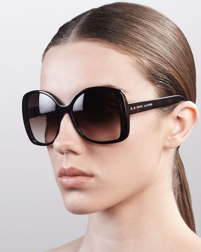 Marc Jacobs Oversized Oval Sunglasses, Black/Dark Tortoise