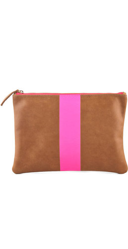 Clare vivier Neon Stripe Flat Clutch