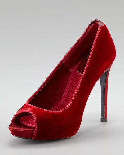 Tom Ford Velvet Open-Toe Pump, Red
