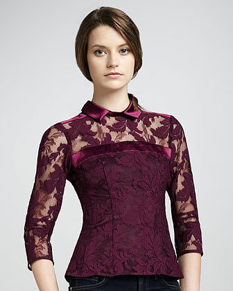 Nanette Lepore Flaming Love Lace Top, Mulberry
