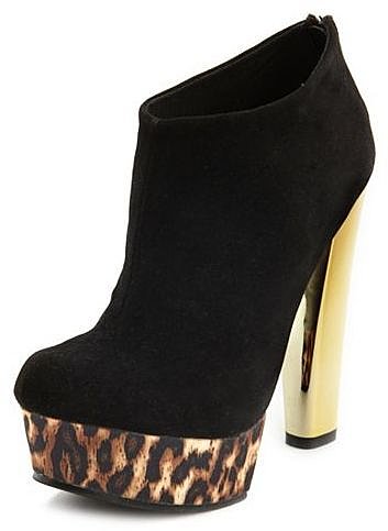Sueded Disco Leopard Heel Bootie