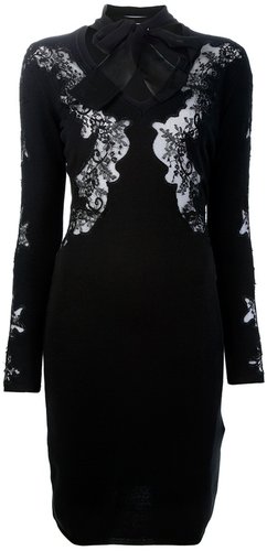 Valentino fitted lace detail dress