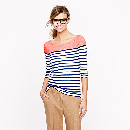 Colorblock stripe boatneck tee
