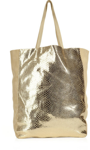 Sandro Beige with Gold Snake Print Bag