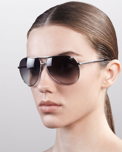 Marc Jacobs Classic Aviator Sunglasses, Shiny Rhodium