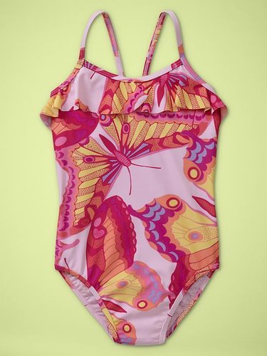 Butterfly ruffled one-piece