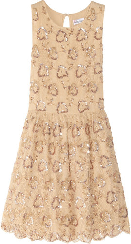 Red Valentino Embellished lace dress