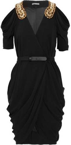 Alexander McQueen Embellished draped jersey dress