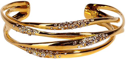 Alexis Bittar Gold orbiting cuff encrusted with crystals