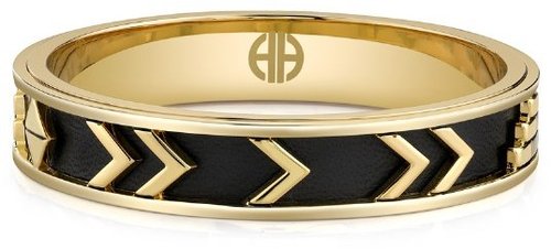 Aztec Bangle with Black Leather