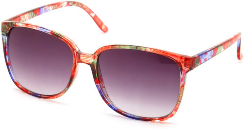Floral-Print Plastic Sunglasses