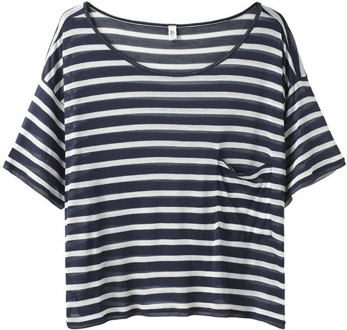 R13 / Striped Cropped Pocket Tee