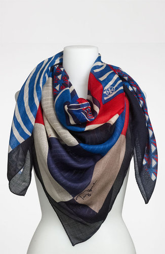 Tory Burch 'Collage Print' Silk & Wool Scarf