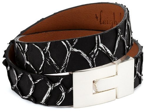 Leighelena "Jigsaw" Black and Silver Carp Wrap Cuff Bracelet