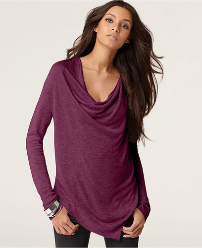 Kensie Sweater, Long Sleeve Draped Asymmetrical Hem