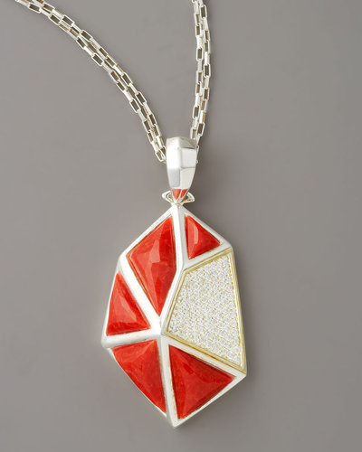 Kara Ross Faceted Coral Pendant Necklace, Large
