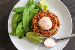 Coconut Curry Salmon Cakes with Sriracha 'Mayo'