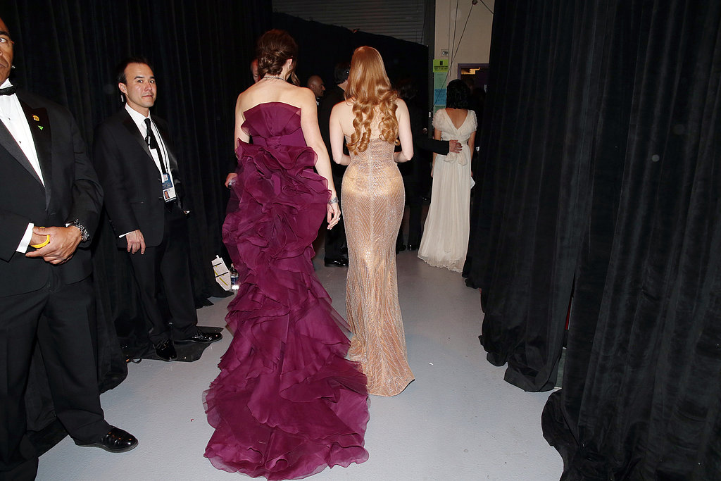 Jennifer Garner and Jessica Chastain backstage at the 2013 Oscars.
Jennifer Garner and Jessica Chastain backstage at the 2013 Oscars.