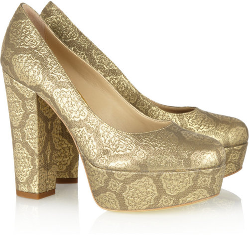 Stella McCartney Metallic brocade platform pumps
