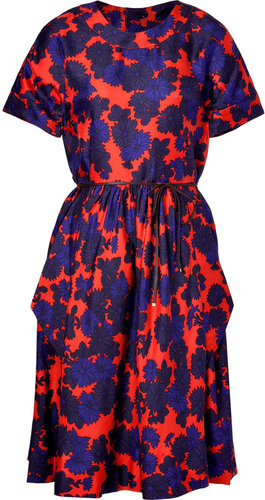 Marc by Marc Jacobs Corvette Red-Multi Belted Onyx Floral Silk Dress