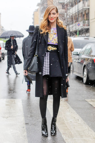 A decadent mini got tempered with a classic wool coat and patent booties.
A decadent mini got tempered with a classic wool coat and patent booties.