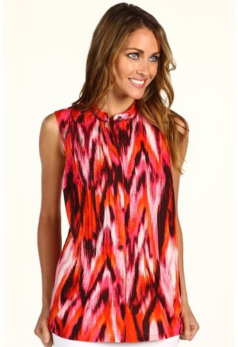 Jones New York  Sleeveless Printed Ikat Pleated Tunic